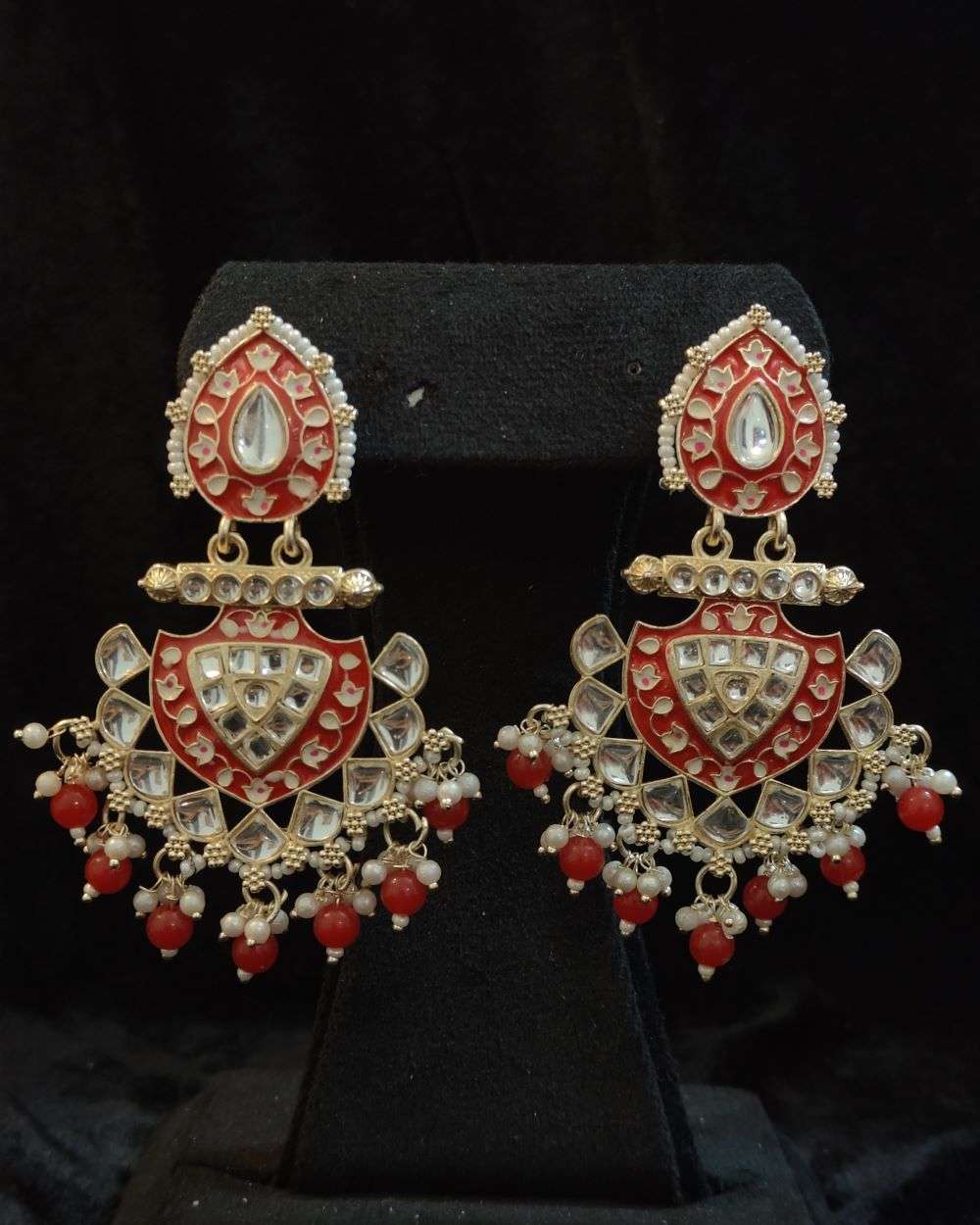 Latest New Red Jhumka Earring with Red Rhin stone dangler